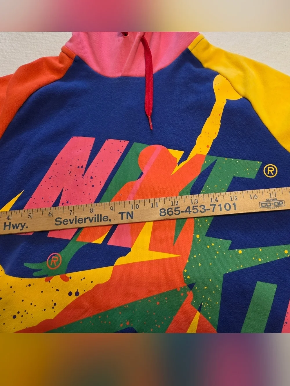 Nike Jordan Multicolor Graphic Pullover Hoodie - Blue, P. Sz M